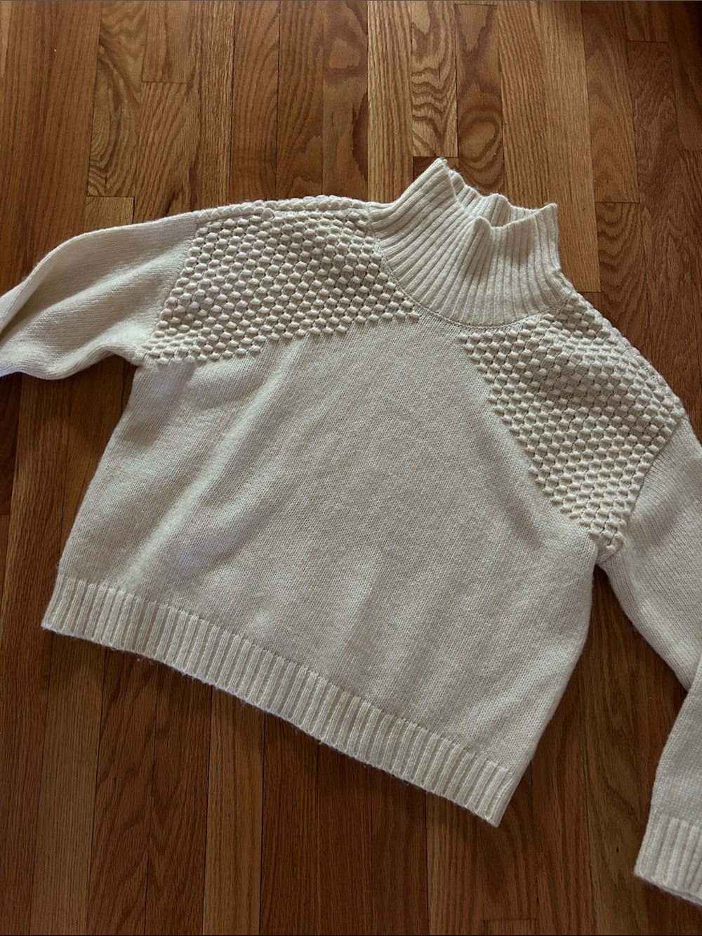 Falls Creek Cream Textured Mock Turtleneck Sweater